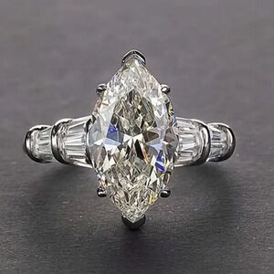 Cubic Zirconia Marquise 6 prong Wedding, Engagement Ring, Sz 7
